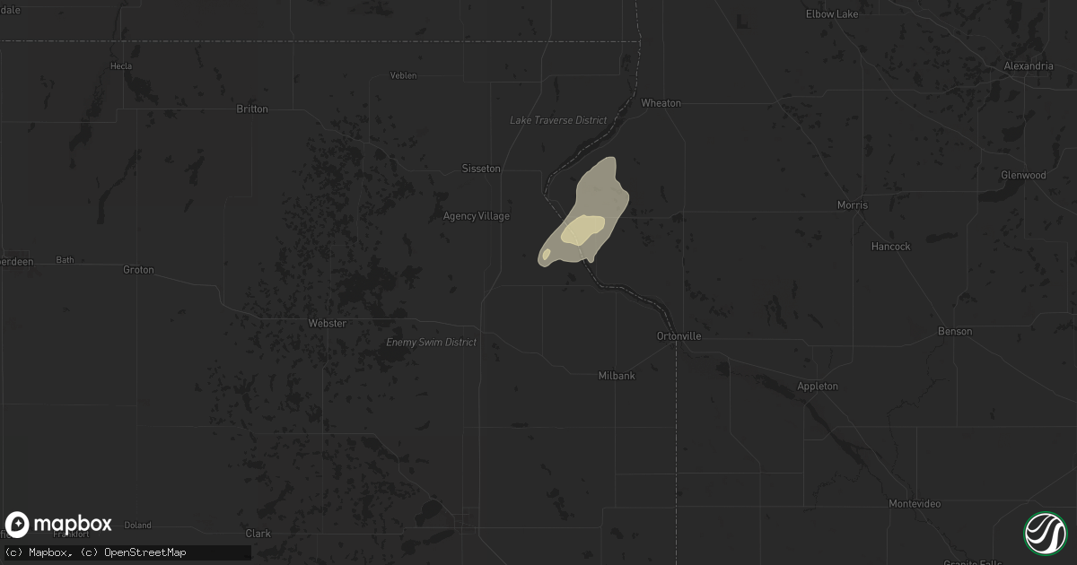Hail map in Wilmot, SD on June 22, 2025