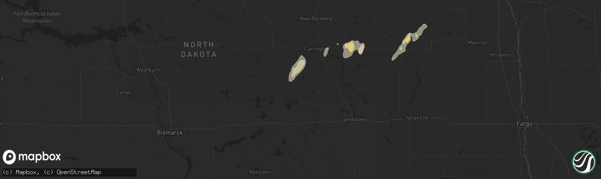Hail map in Woodworth, ND on June 22, 2025