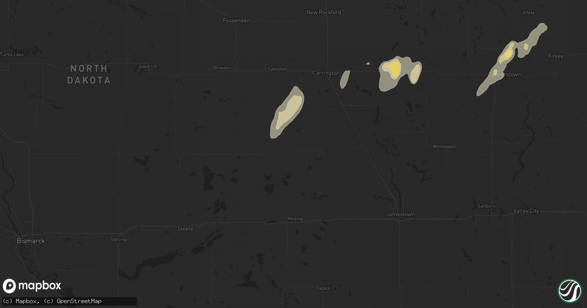 Hail map in Woodworth, ND on June 22, 2025