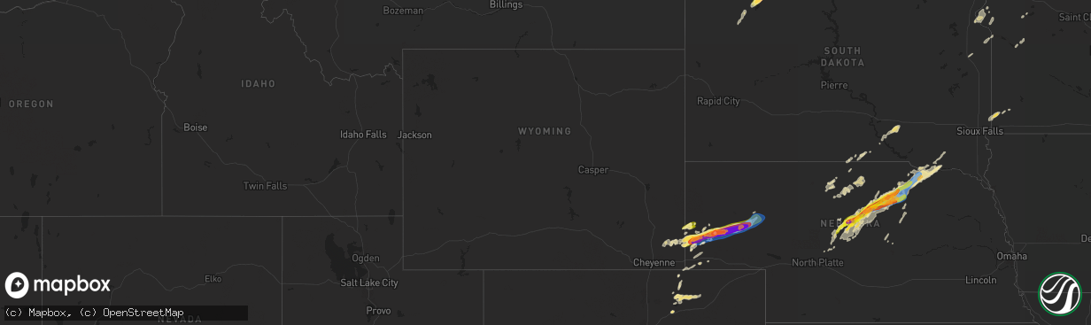 Hail map in Wyoming on June 22, 2025