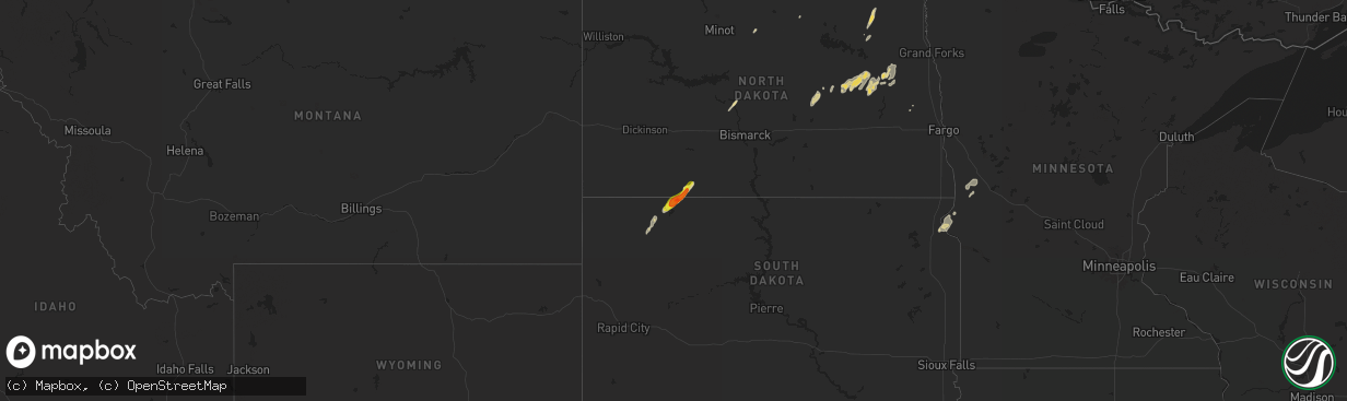 Hail map on June 22, 2025
