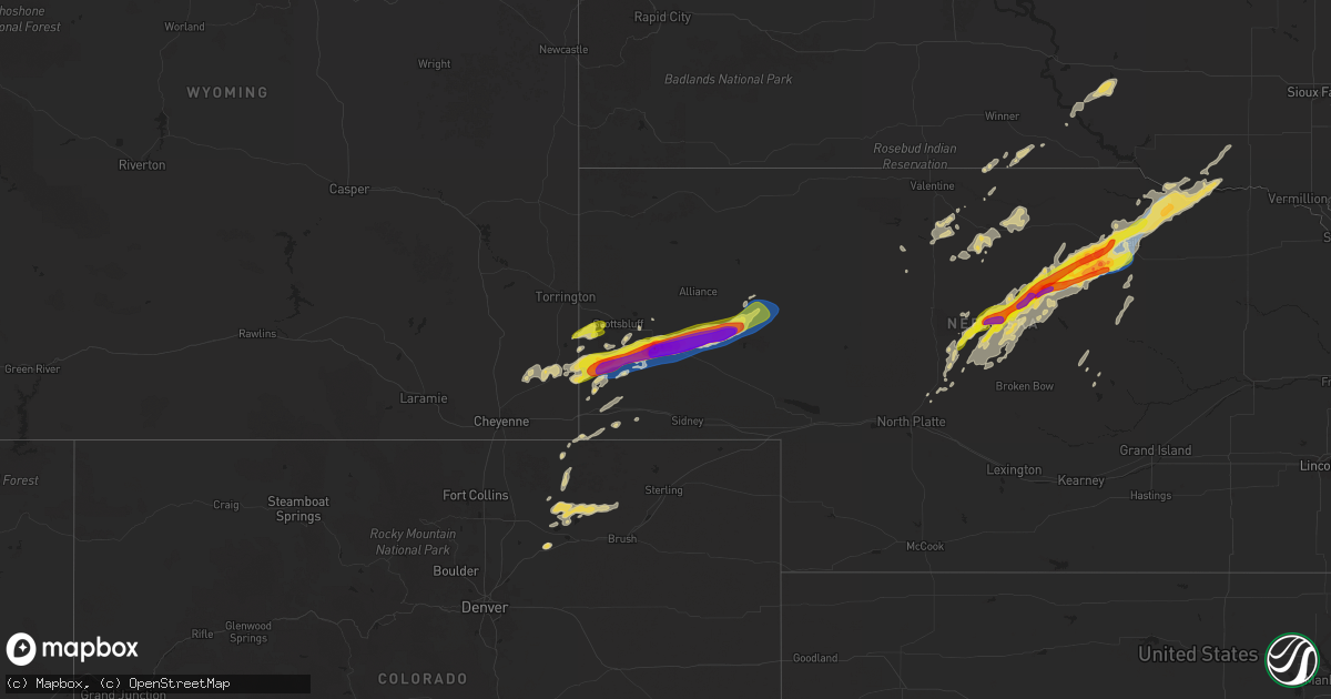 Hail map on June 22, 2025