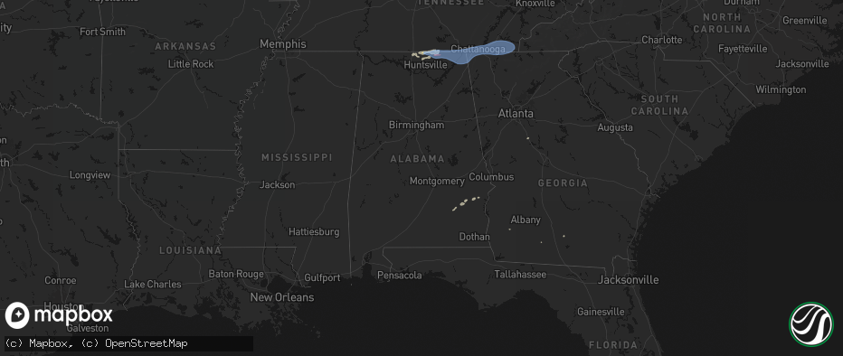 Hail map in Alabama on June 22, 2026
