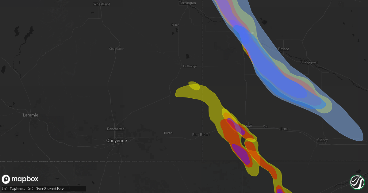 Hail map in Albin, WY on June 22, 2026