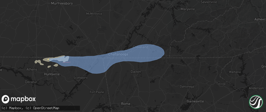 Hail map in Apison, TN on June 22, 2026