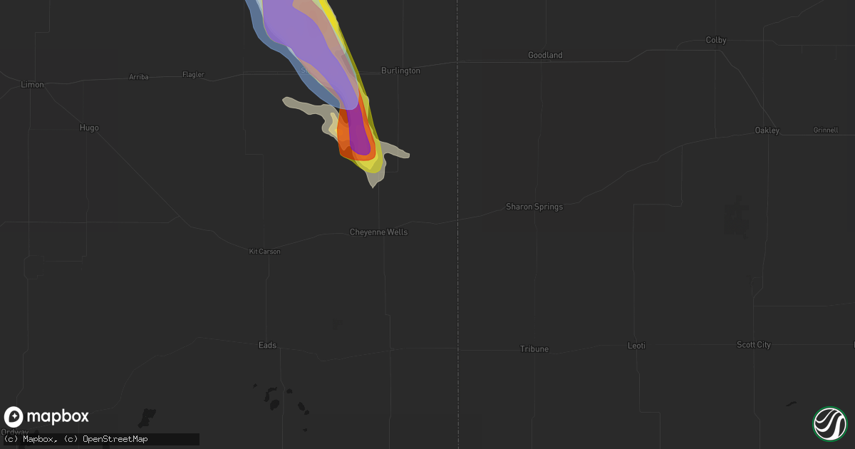 Hail map in Arapahoe, CO on June 22, 2026