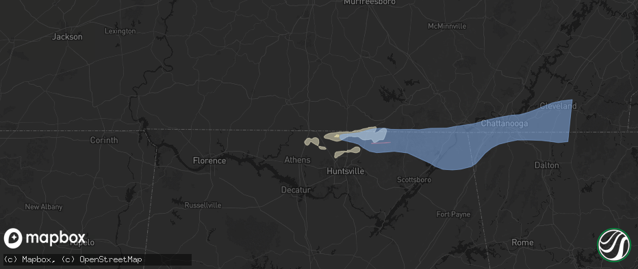 Hail map in Ardmore, AL on June 22, 2026