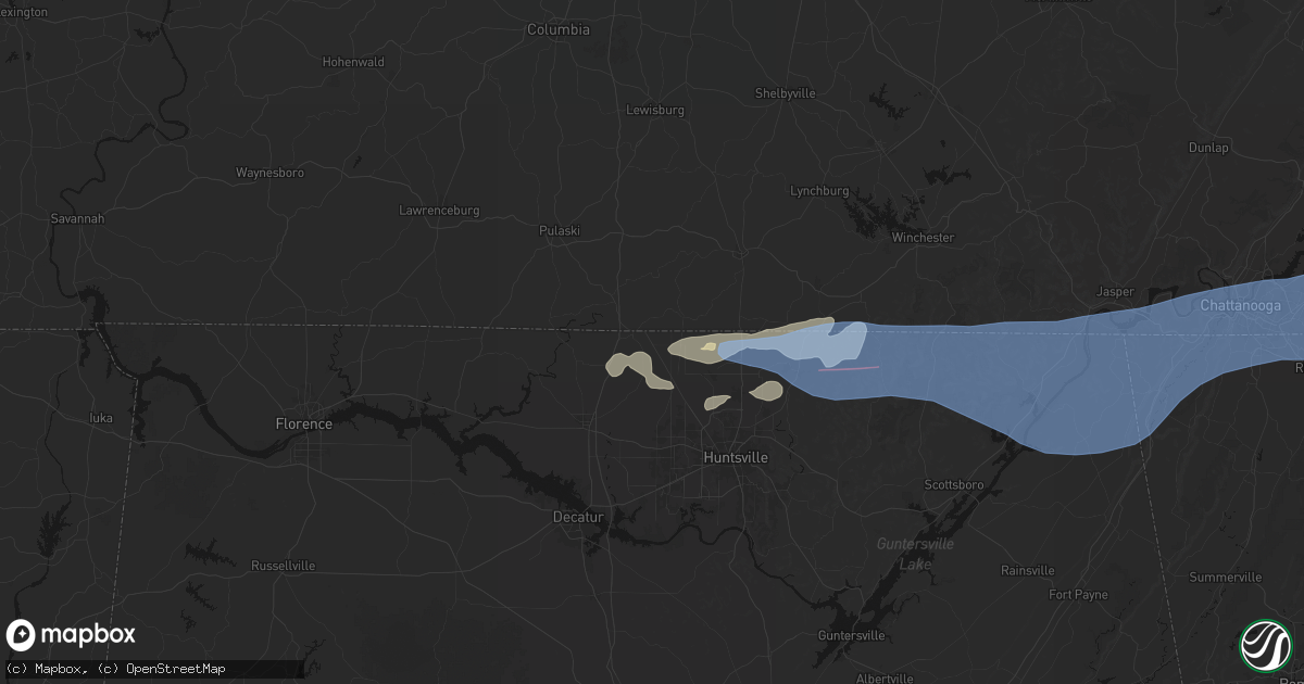 Hail map in Ardmore, AL on June 22, 2026