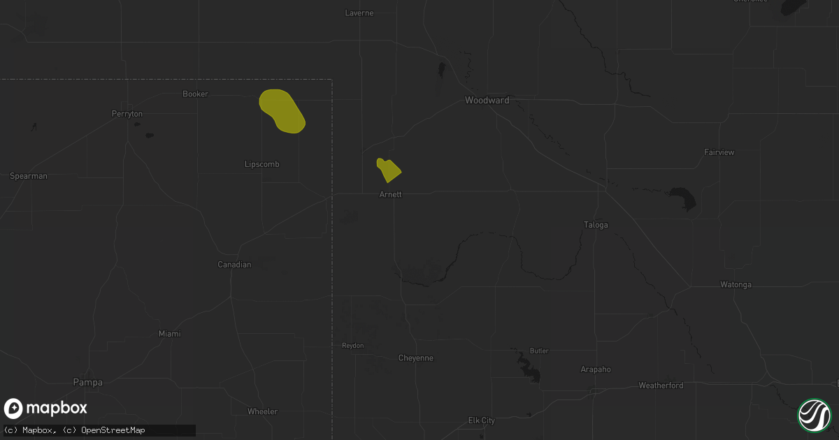 Hail map in Arnett, OK on June 22, 2026