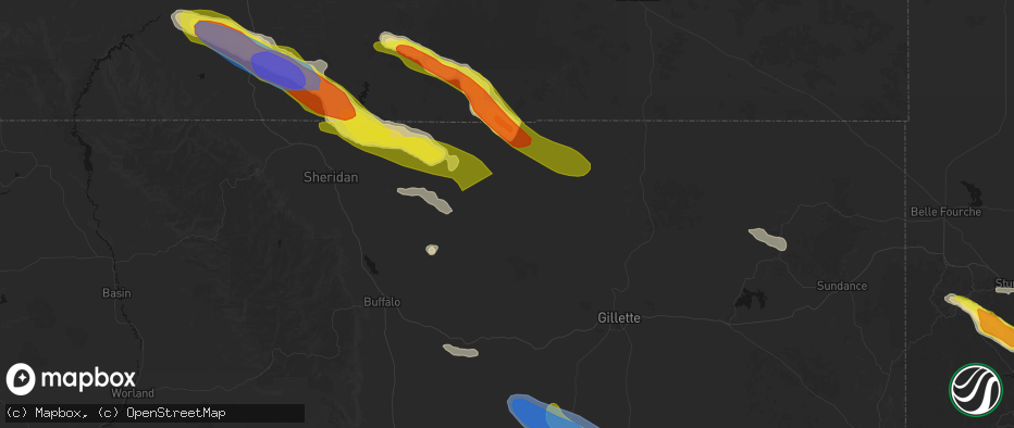 Hail map in Arvada, WY on June 22, 2026