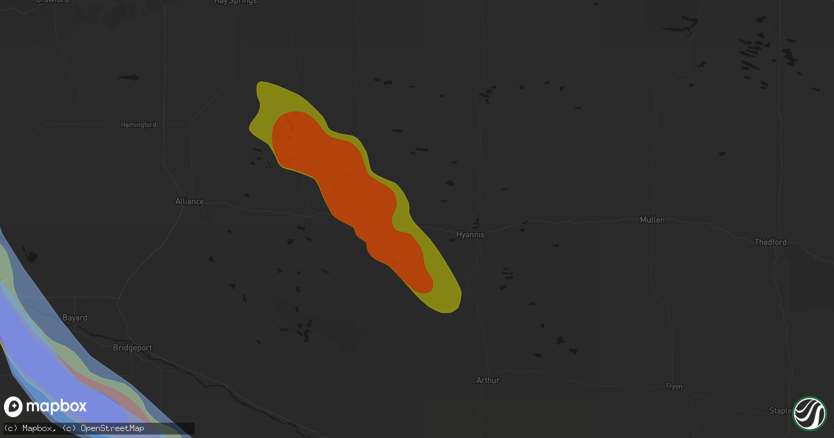 Hail map in Ashby, NE on June 22, 2026