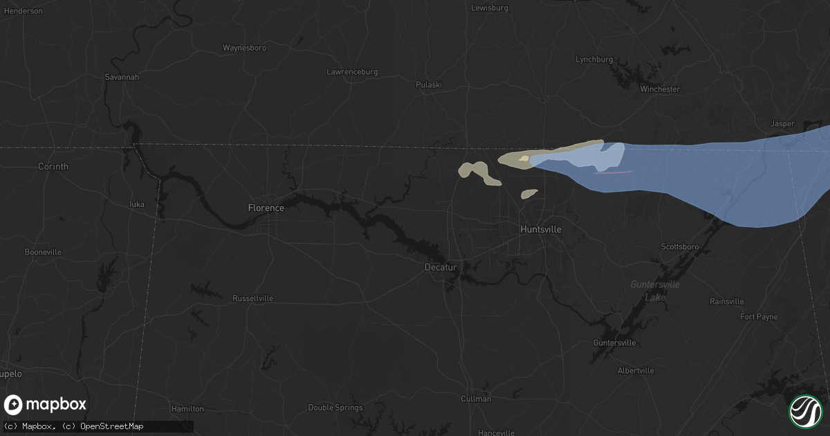 Hail map in Athens, AL on June 22, 2026