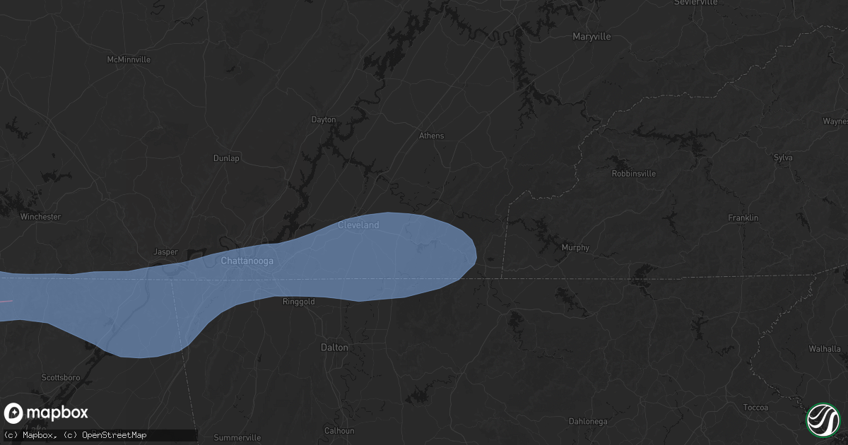 Hail map in Benton, TN on June 22, 2026