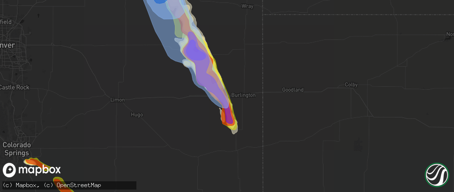Hail map in Bethune, CO on June 22, 2026