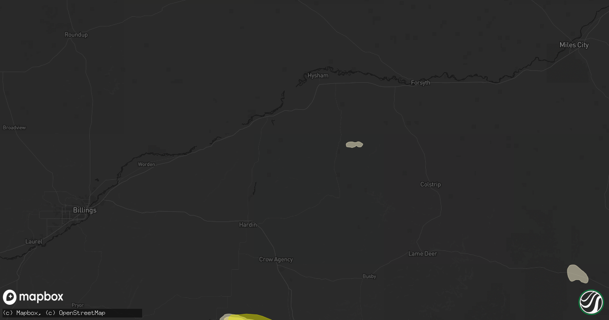 Hail map in Bighorn, MT on June 22, 2026