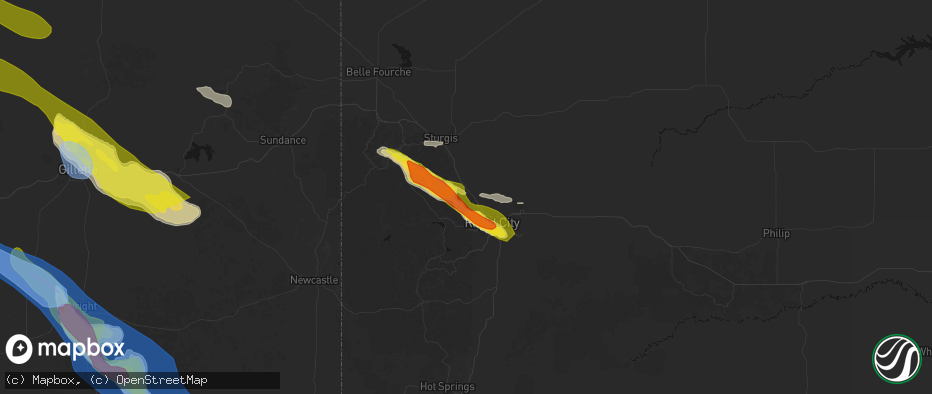 Hail map in Black Hawk, SD on June 22, 2026