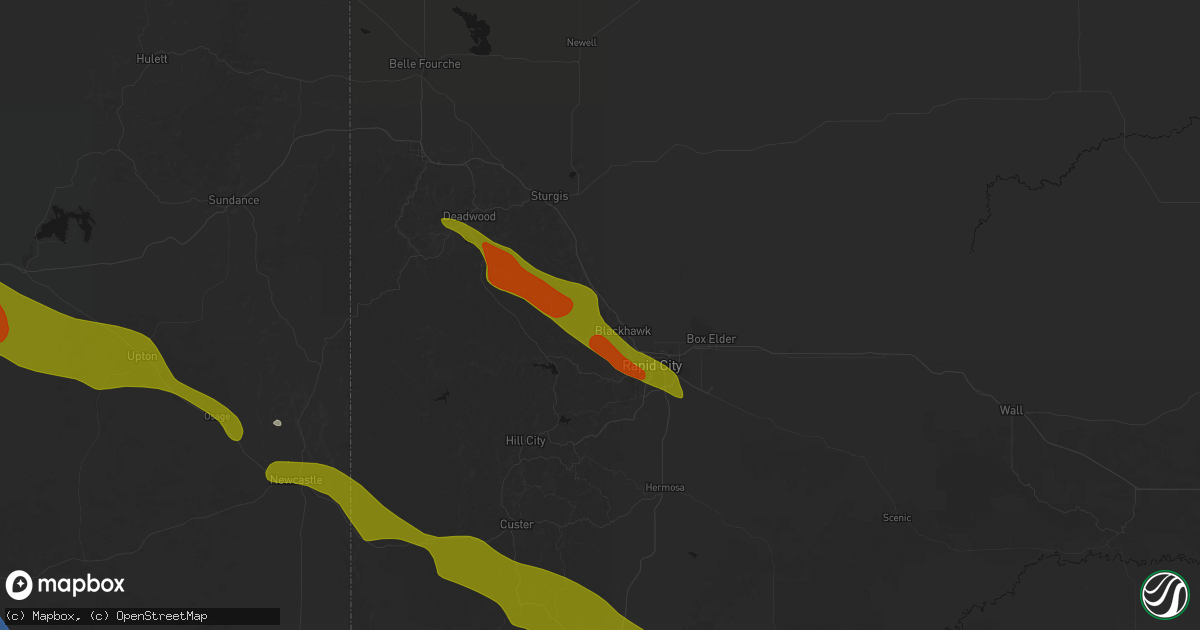 Hail map in Black Hawk, SD on June 22, 2026