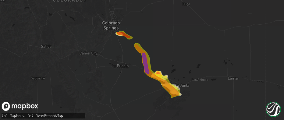 Hail map in Boone, CO on June 22, 2026