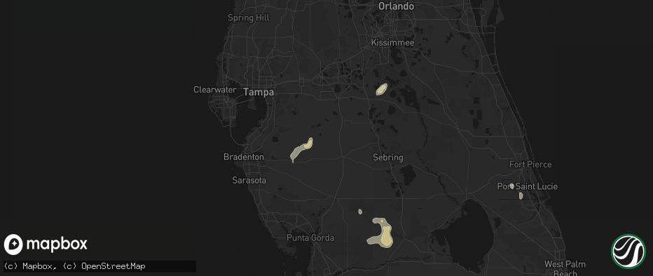 Hail map in Bowling Green, FL on June 22, 2026