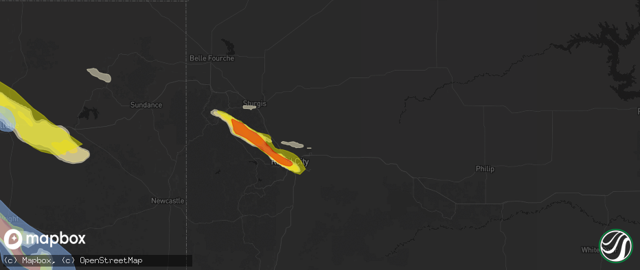 Hail map in Box Elder, SD on June 22, 2026