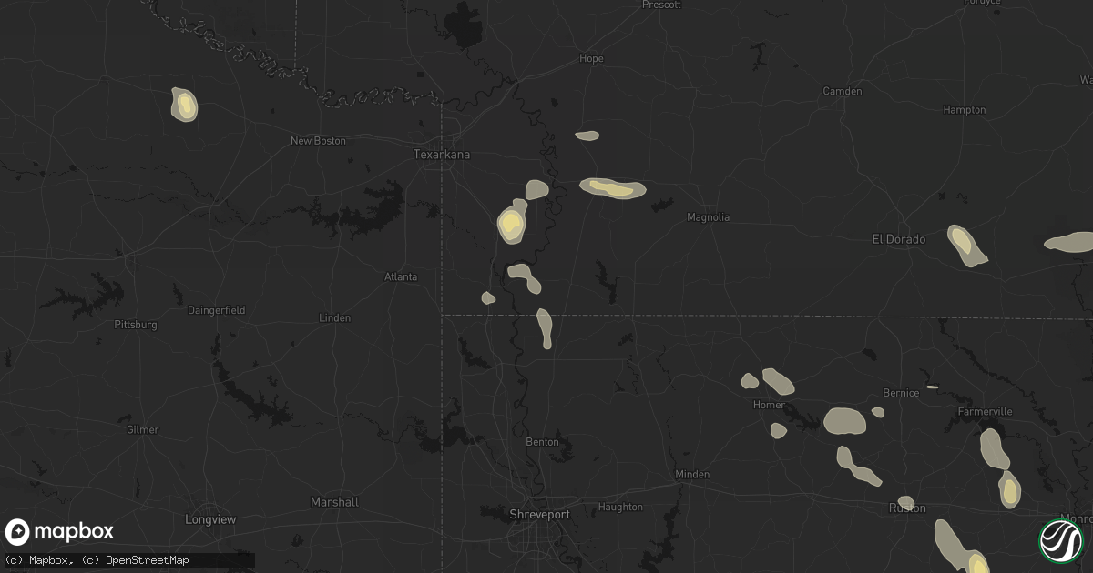 Hail map in Bradley, AR on June 22, 2026