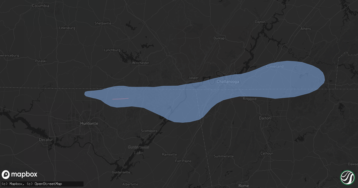 Hail map in Bridgeport, AL on June 22, 2026
