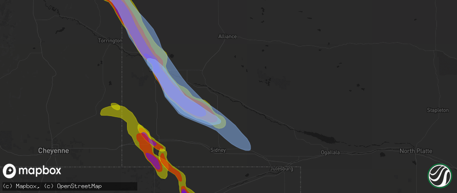 Hail map in Broadwater, NE on June 22, 2026