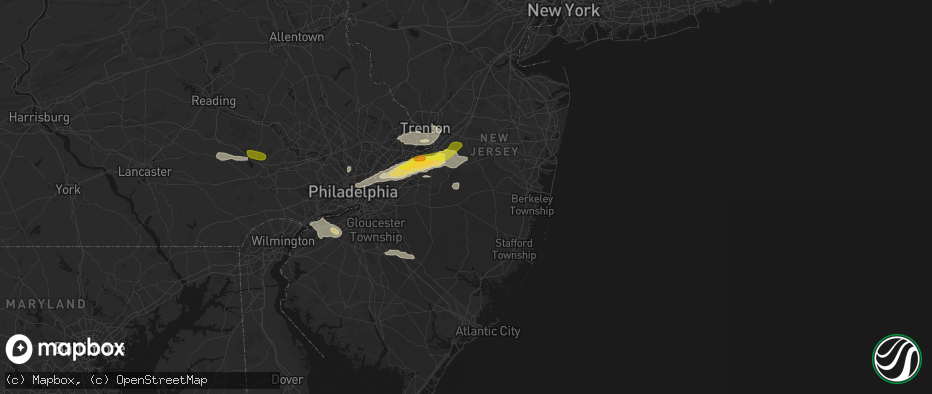 Hail map in Browns Mills, NJ on June 22, 2026