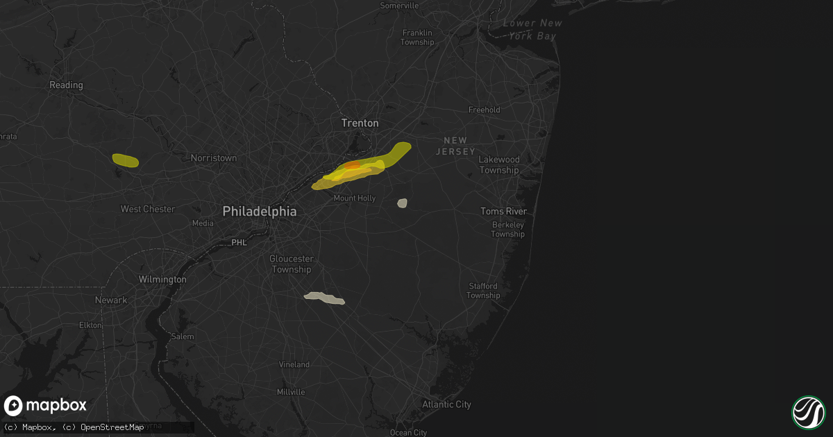 Hail map in Browns Mills, NJ on June 22, 2026