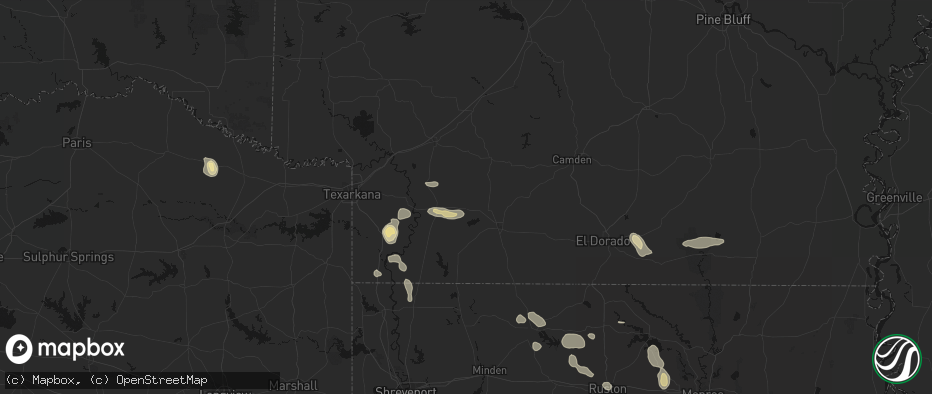 Hail map in Buckner, AR on June 22, 2026
