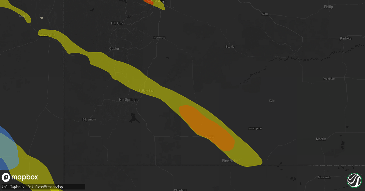 Hail map in Buffalo Gap, SD on June 22, 2026