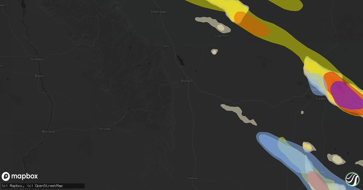Hail map in Buffalo, WY on June 22, 2026