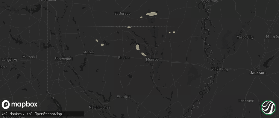 Hail map in Calhoun, LA on June 22, 2026