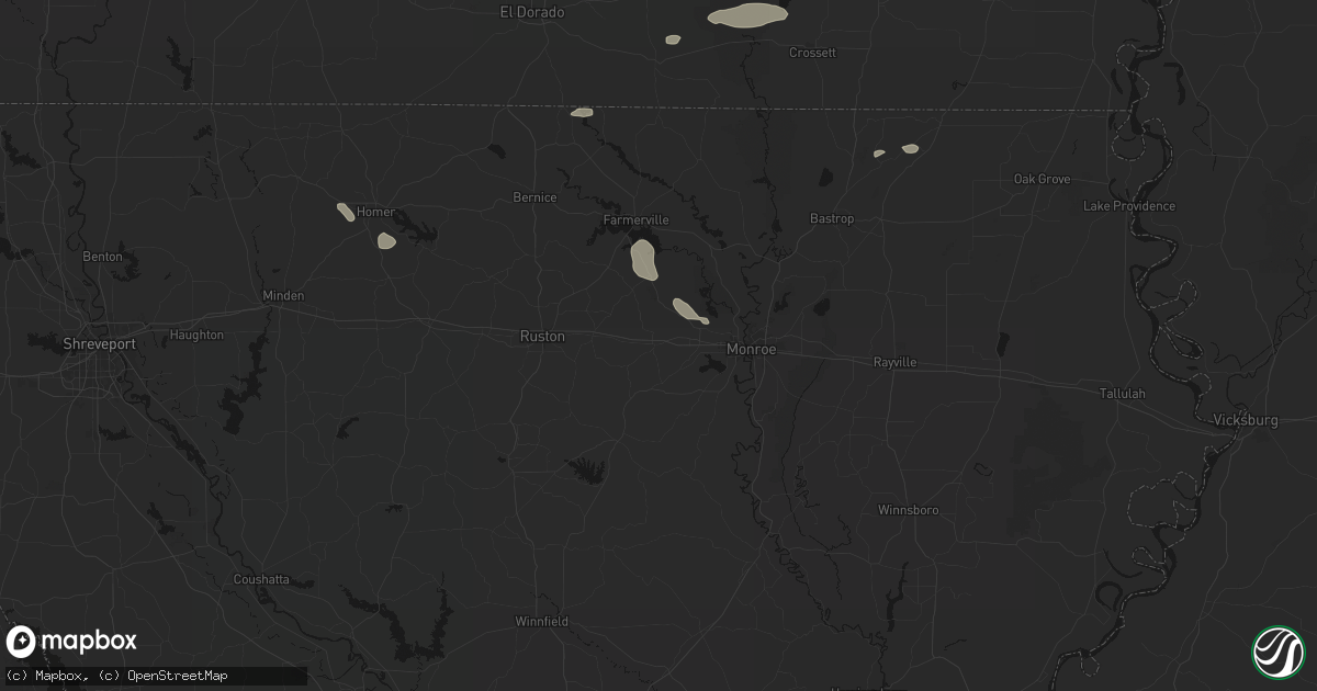 Hail map in Calhoun, LA on June 22, 2026