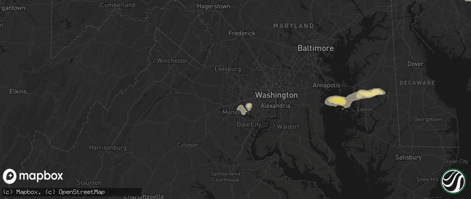 Hail map in Centreville, VA on June 22, 2026