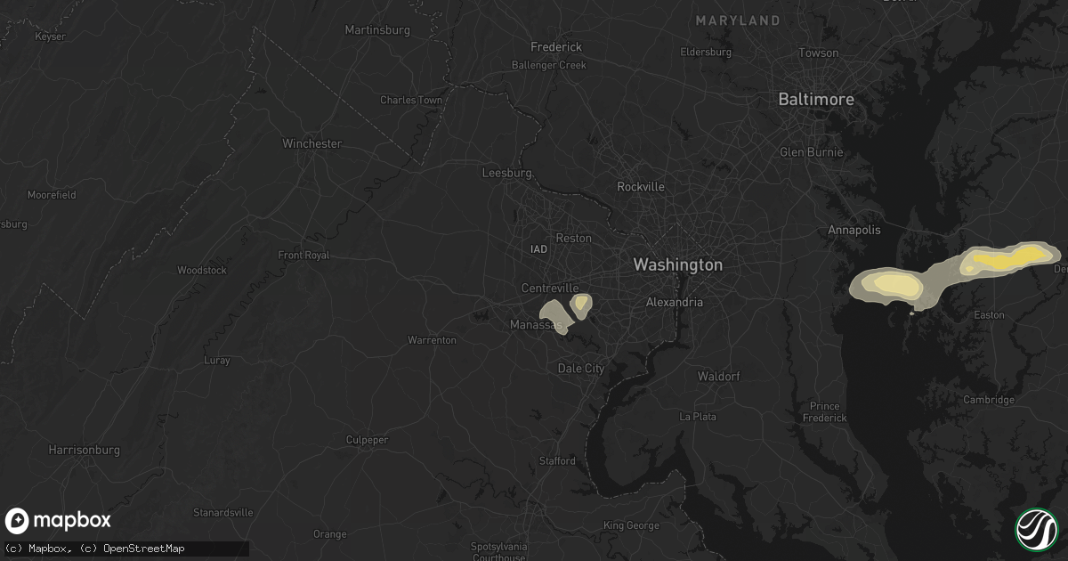 Hail map in Centreville, VA on June 22, 2026