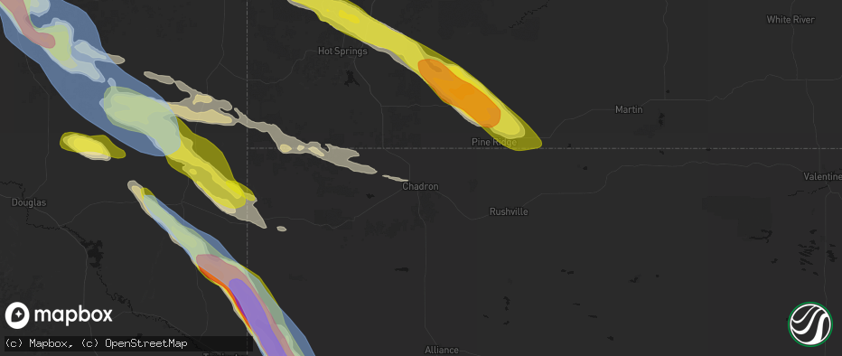 Hail map in Chadron, NE on June 22, 2026
