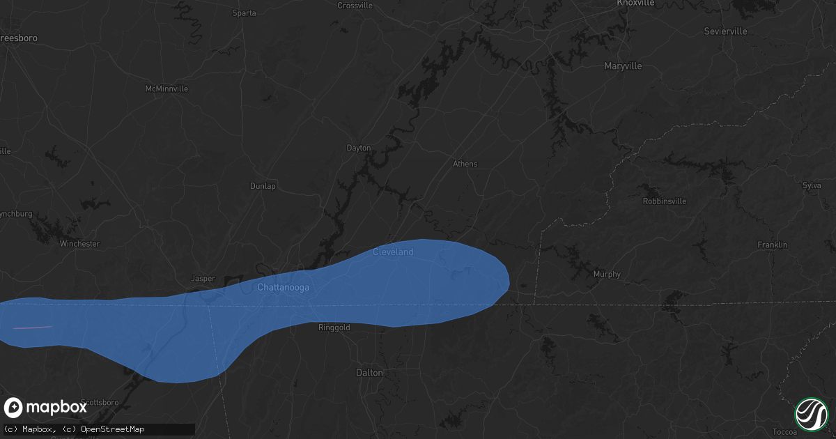 Hail map in Charleston, TN on June 22, 2026