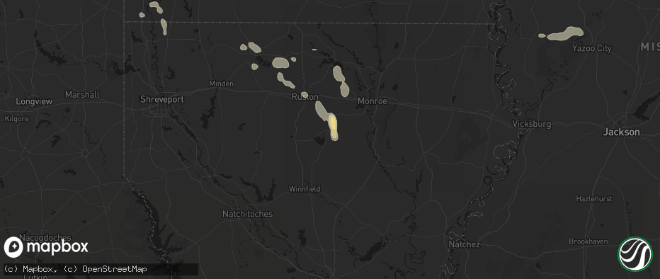 Hail map in Chatham, LA on June 22, 2026