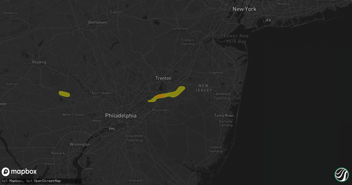 Hail map in Chesterfield, NJ on June 22, 2026