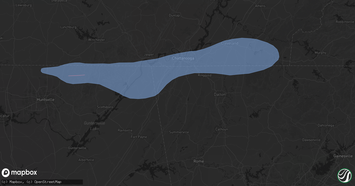 Hail map in Chickamauga, GA on June 22, 2026