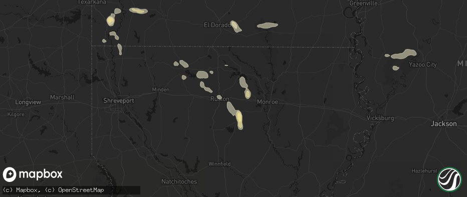 Hail map in Choudrant, LA on June 22, 2026