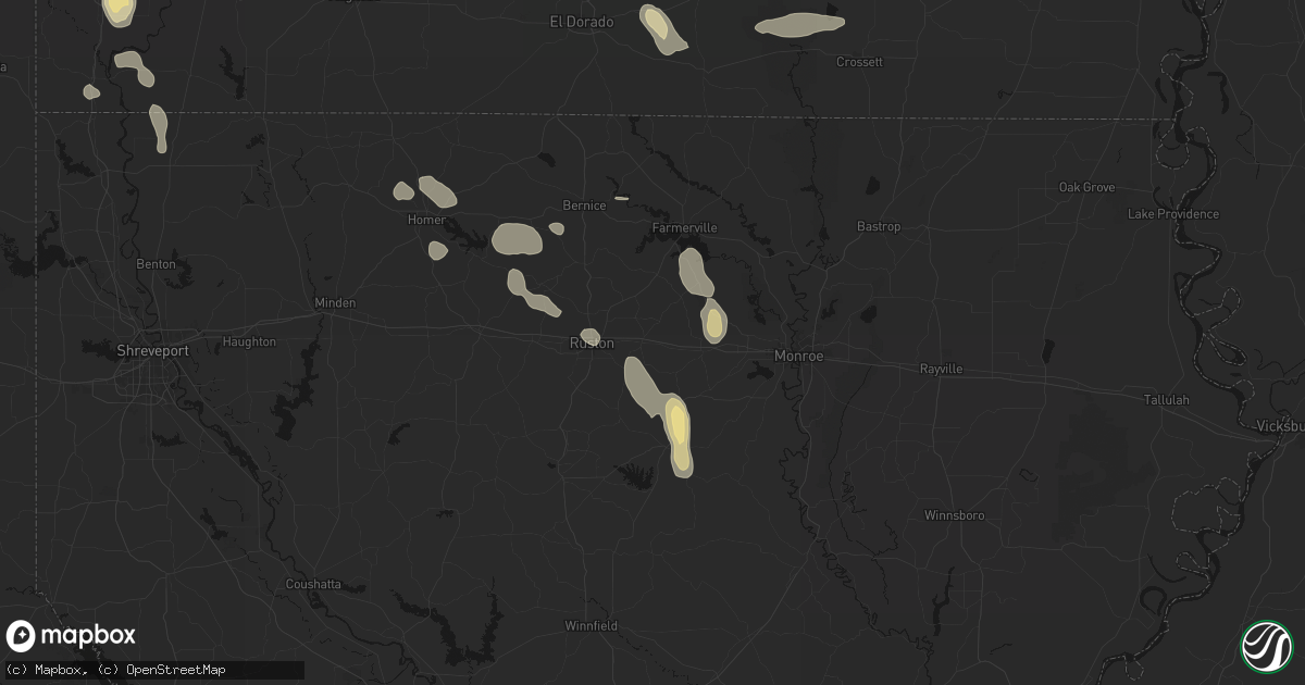 Hail map in Choudrant, LA on June 22, 2026