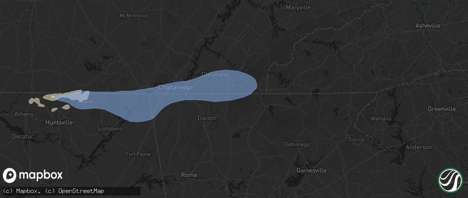Hail map in Cisco, GA on June 22, 2026