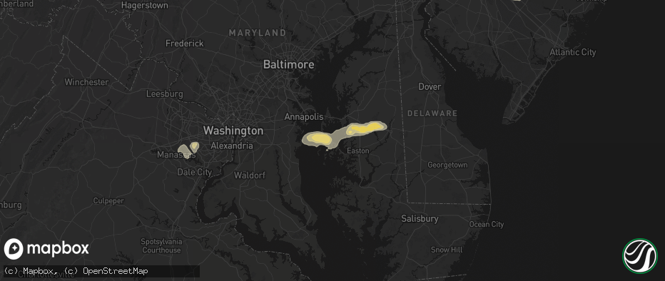 Hail map in Claiborne, MD on June 22, 2026