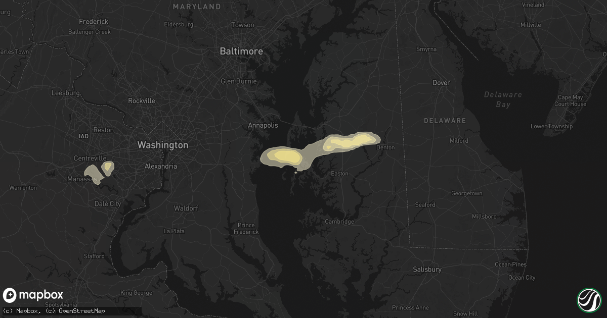 Hail map in Claiborne, MD on June 22, 2026