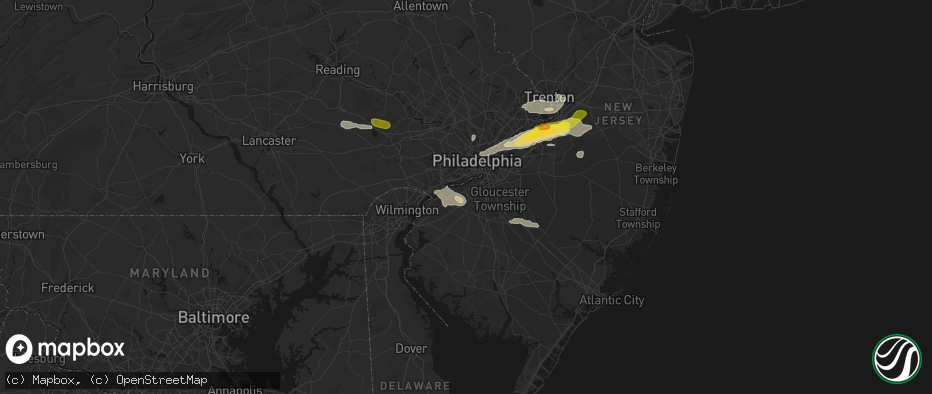 Hail map in Clarksboro, NJ on June 22, 2026