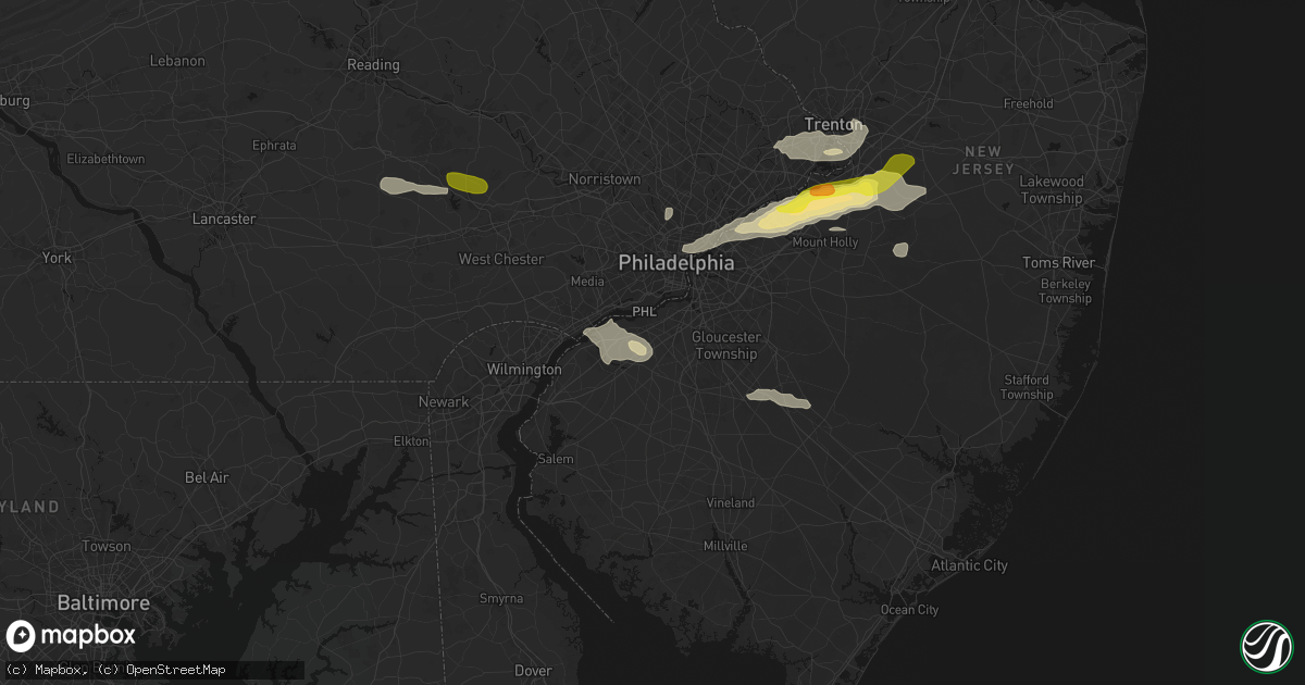 Hail map in Clarksboro, NJ on June 22, 2026