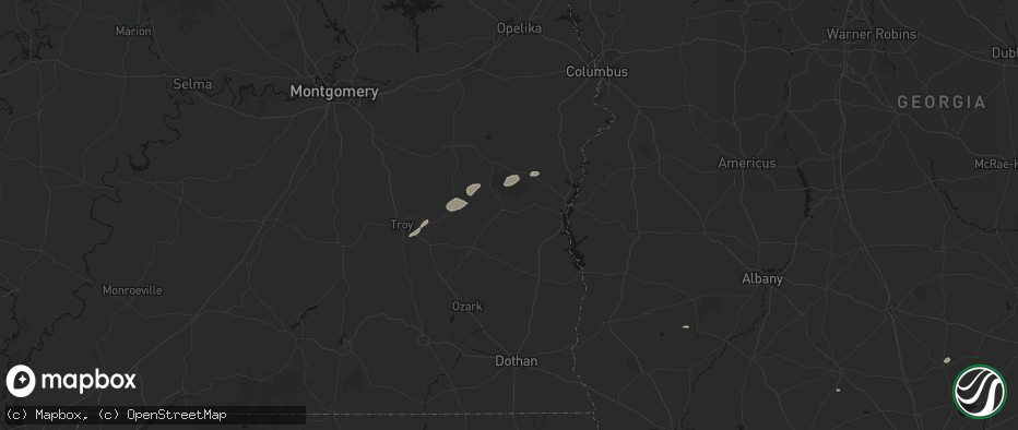 Hail map in Clayton, AL on June 22, 2026