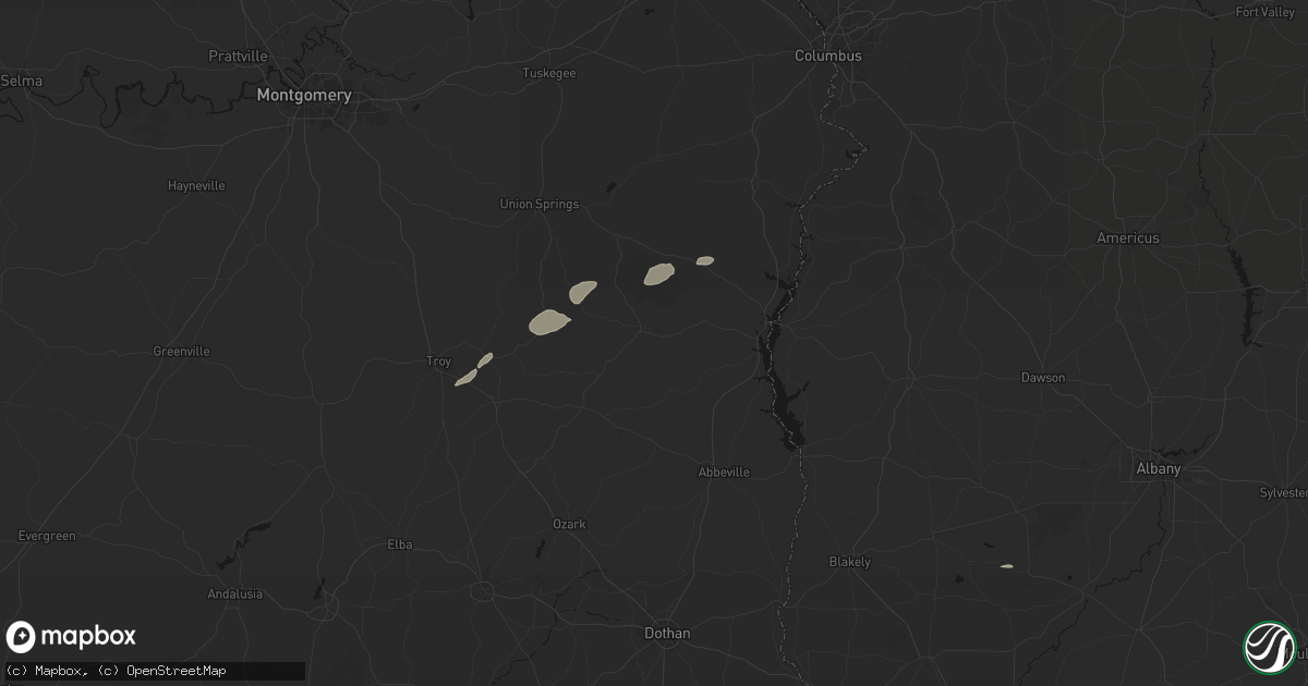 Hail map in Clayton, AL on June 22, 2026